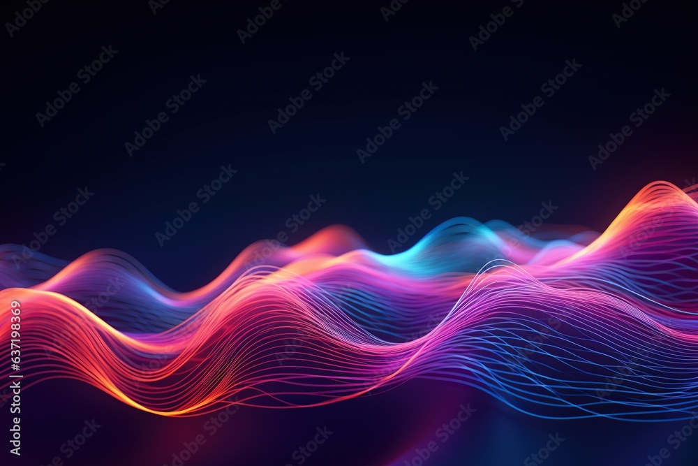 Wall mural abstract wave digital background. big data network connection technology science. generated with ai