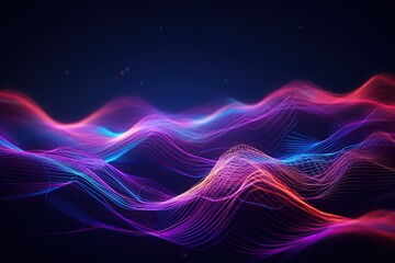 Abstract Wave digital background. Big data Network  connection technology science. Generated with AI