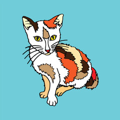 Cute three color of cat illustration vector 