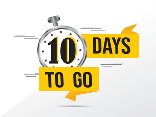 10 day to go last countdown icon. Ten day go sale price offer promo deal timer, 10 days only, Countdown left days banner. count time sale. Vector illustration, number of days left badge for sale