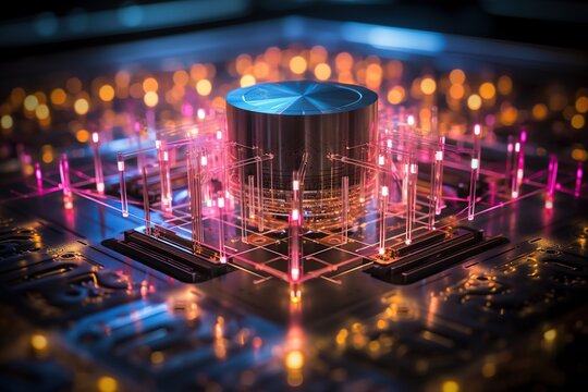  Quantum computers systems with machine learning models concept.Generated with AI