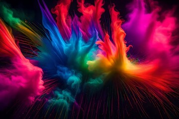 abstract colorful background, splashes of color in air - Generative AI