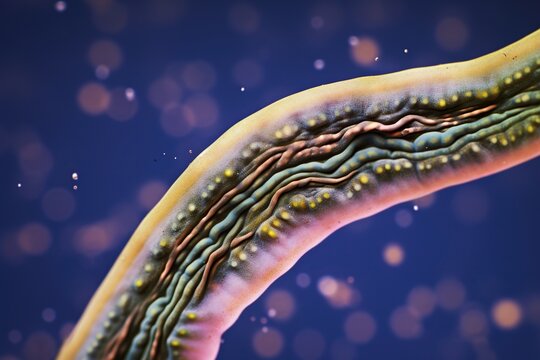 A roundworm that causes Toxocariasis under a microscope ,Generated with AI