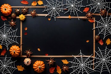 halloween background with pumpkins and web, halloween banner, halloween poster - Genraative AI