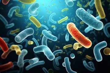 Bacteria and bacterium cells medical illustration of bacterial,Generated with AI