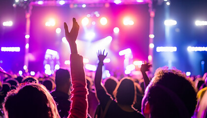 Obraz premium crowd of people dancing at concert