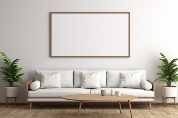 mockup living room with horizontal frame