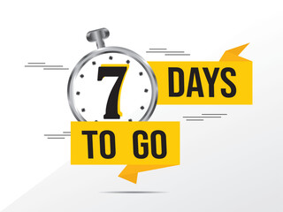 7 day to go last countdown icon. seven day go sale price offer promo deal timer, 7 days only, Countdown left days banner. count time sale. Vector illustration, number of days left badge for sale