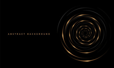 Abstract luxury elegant black and gold vector background with spiral circle lines.
