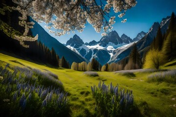 landscape in the mountains, beautiful Wallpaper, Landscape, and Background - Generative AI
