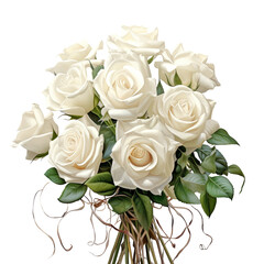White roses arranged by themselves on a transparent background