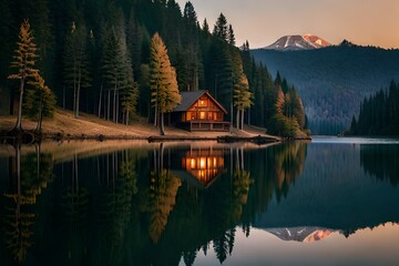 Fototapeta premium reflection in the lake Generative AI