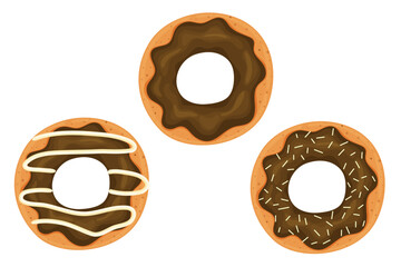  illustrations chocolate glazed doughnuts , baking, sweets