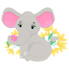 illustration cartoon elephant , cartoon drawing, vector animal