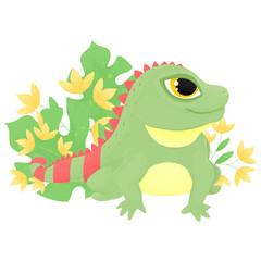 Cartoon iguana illustration , cartoon drawing, vector animal