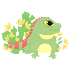 Fotobehang Cartoon iguana illustration , cartoon drawing, vector animal © Arniya