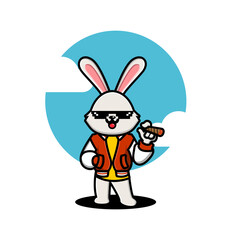 Fototapeta na wymiar Cartoon rabbit hype illustration