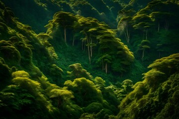 tropical forest in the day, beautiful Wallpaper, Landscape, and Background - Generative AI