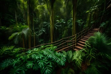 fern in the jungle, beautiful Wallpaper, Landscape, and Background - Generative AI