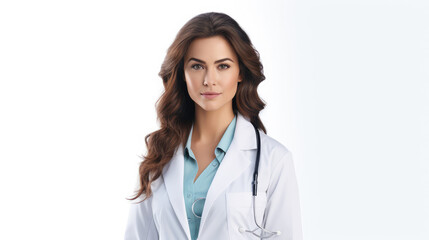 Portrait of smiling female doctor standing, generative ai