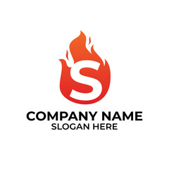 S flame logo vector. Letter S logo flames template, fire logo initials