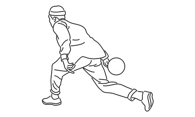 line art of bowling player vector illustration