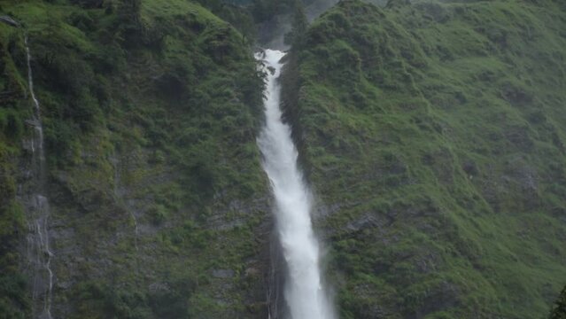 Mesmerising Birthi falls in the mighty Himalayas, Almora, Uttarakhand, India.