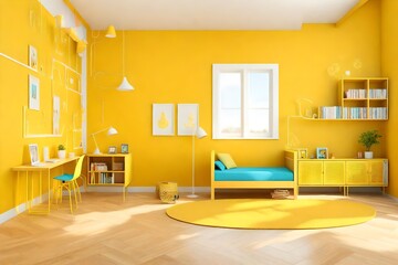 kids bedroom interior, beautiful interior design - Generative AI