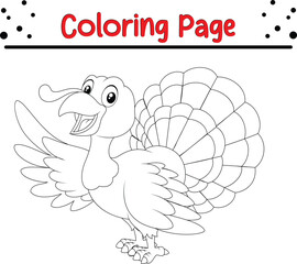 Fototapeta na wymiar Thanksgiving Turkey coloring page for kids