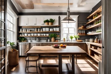 Obraz na płótnie Canvas modern kitchen interior , kitchen interior design - Generative AI