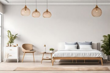 modern bedroom with sofa,modern interior design - Generative AI