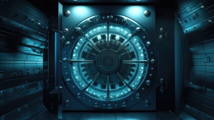 A vault with data symbols inside, emphasizing the importance of securely storing and encrypting valuable information - obrazy, fototapety, plakaty