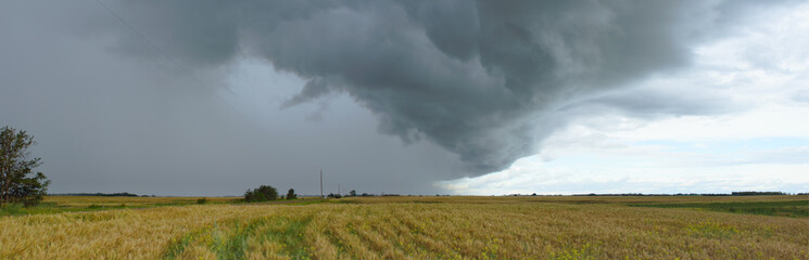Panorama image of severe weather storm system in Alberta, Canada.