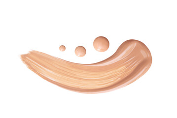 cosmetic smear foundation cream powder on white background