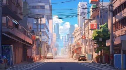 Obraz premium Japanese street view Made with Generative AI