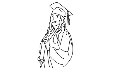 line art of graduation students