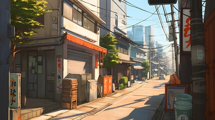 Japanese street view Made with Generative AI