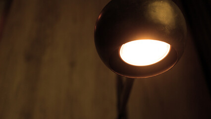 Close up view of reading lamp with blur effect