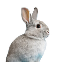 Obraz premium Gray netherland dwarf rabbit in profile on transparent background