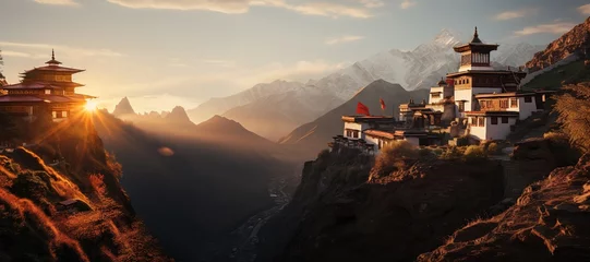 Crédence de cuisine en verre imprimé Himalaya Majestic beautiful landscape wallpaper nature background Generated with AI