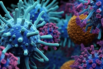 Obraz premium Variants of the virus that causes are to be expected colorful,Generated with AI