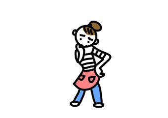 困り顔のエプロン女性