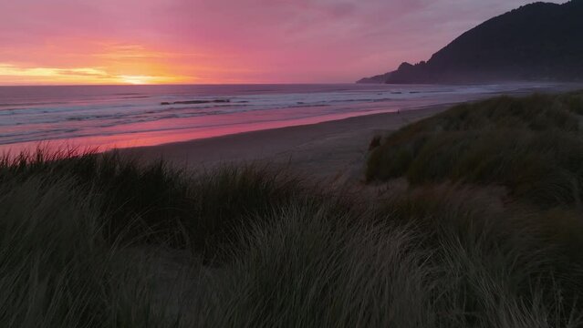 Coastal Ocean Sunset or Sunrise Opening Establishing Shot