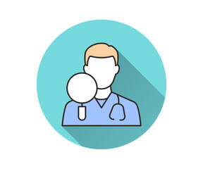 Dermatologist flat icon. Simple illustration with long shadow for graphic and web design.