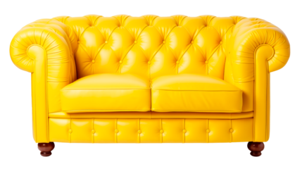 Yellow sofa or armchair isolated on transparent background. Png file