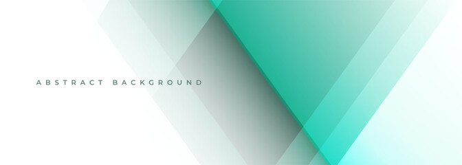 Fototapeta premium White and green modern abstract wide banner with geometric shapes. Turquoise and white abstract background. Vector illustration