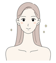 髪が綺麗なロングヘアの女性のイラスト