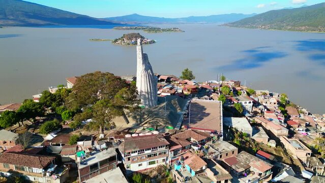 Drone's Departure: Aerial Video Retreating from Janitzio Island in Patzcuaro