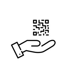 Qr code in hand. Payment and links. Pixel perfect, editable stroke icon