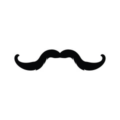 Black silhouette of curved mustache type flat style, vector illustration